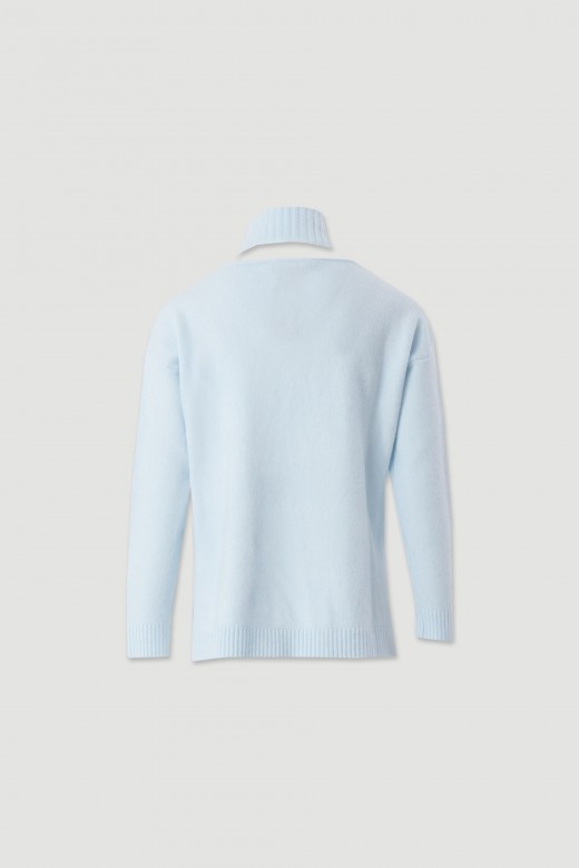 Camisola de malha com decote em v e gola canelada Camisola de malha com decote em v e gola canelada