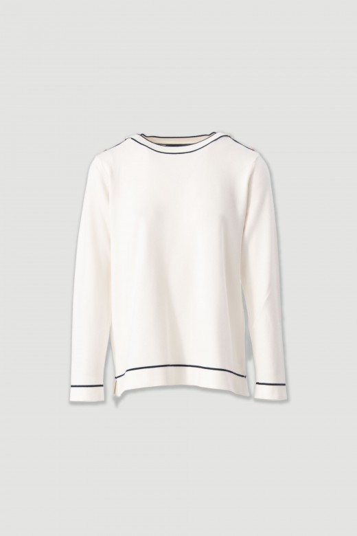 Knit sweater with shoulder buttons Knit sweater with shoulder buttons