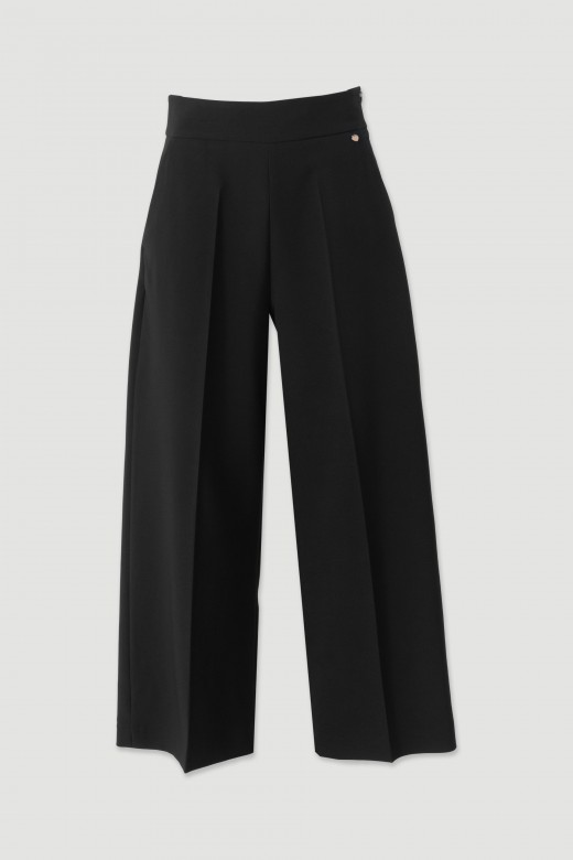Calça culotte de cintura subida Calça culotte de cintura subida