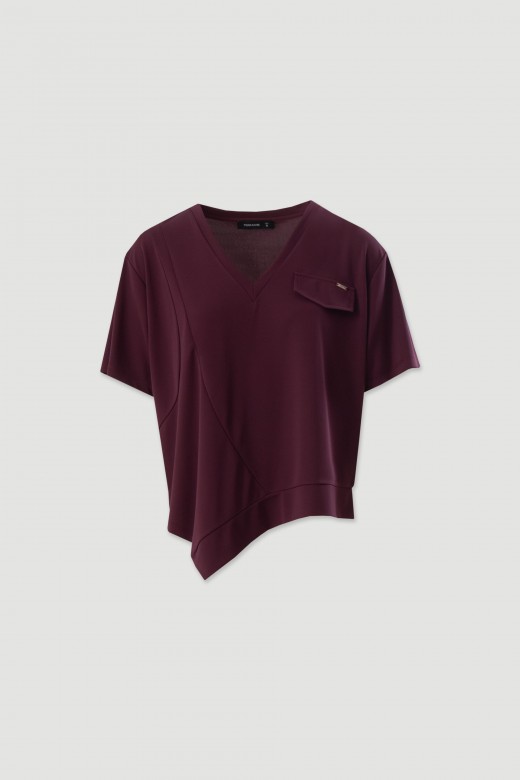 Asymmetric knit top with short sleeves Asymmetric knit top with short sleeves
